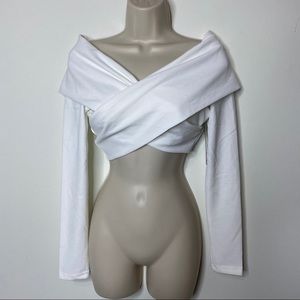 NWT lulus cros over bordot long sleeve top XS C5